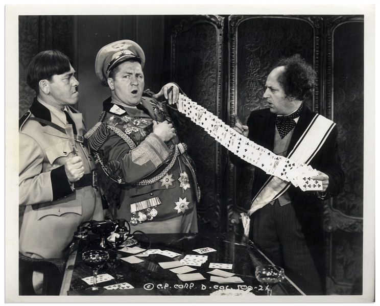 Lot of Five 10 x 8 Glossy Photos From The Three Stooges 1941 Films Dutiful but Dumb, Some More of Samoa & I'll Never Heil Again -- Very Good Condition